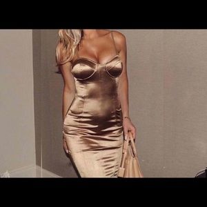 Gold Satin Bodycon Dress